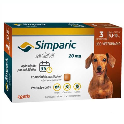 Imagem de Simparic Antipulgas E Carrapatos Caes 5,1 A 10kg C/3 Comprimidos