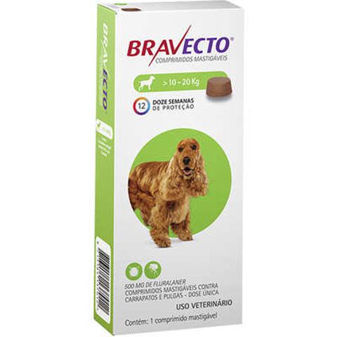 Imagem de Bravecto Antipulgas Carrapatos e Sarnas para Cães de 10 a 20kg 500 mg