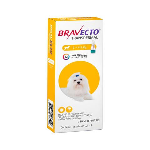 Imagem de Bravecto Transdermal para Cães Antipulgas e Carrapatos MSD 2 a 4,5kg