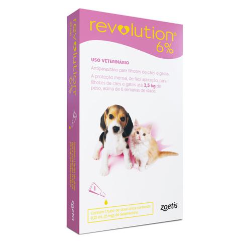 Imagem de Antipulgas e Carrapatos Zoetis Revolution 6% para Cães e Gatos até 2,5 Kg com 1 Pipeta