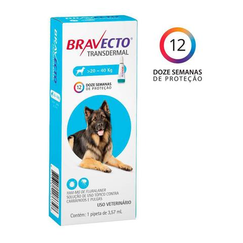 Imagem de Antipulgas e Carrapatos Bravecto Transdermal MSD para Cães 20 a 40kg