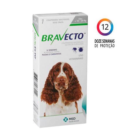 Imagem de Bravecto Antipulgas E Carrapatos Para Cães De 10 A 20kg