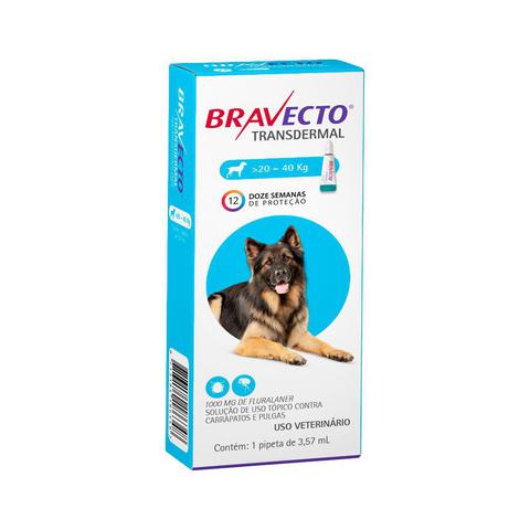 Imagem de Bravecto Transdermal para Cães Antipulgas e Carrapatos MSD 20 a 40kg