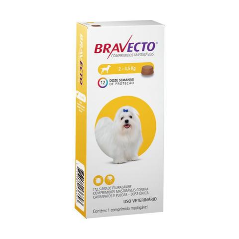 Imagem de Bravecto MSD Antipulgas e Carrapatos para Cães de 2,5 A 4,5 kg
