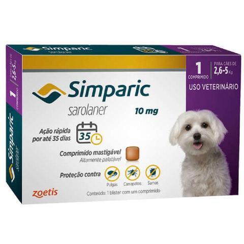 Imagem de Antipulgas e Carrapatos para Cães Simparic de 2,6 a 5Kg - 10mg - Zoetis