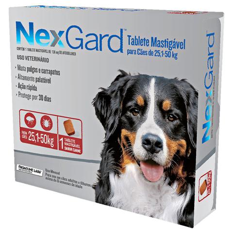 Imagem de Antipulgas e Carrapatos NexGard para Cães de 25,1 a 50 Kg com 1 Comprimido