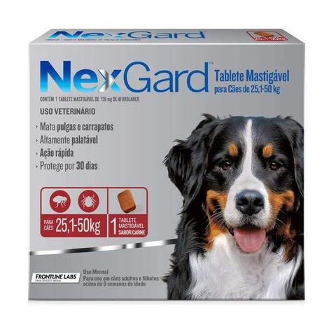 Imagem de Antipulgas e Carrapatos NexGard para Cães de 25,1 a 50kg - 1 Unidade