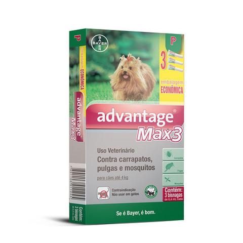 Imagem de Antipulgas e Carrapatos Advantage Max3 0,4mL Cães até 4Kg 03 Bisnagas