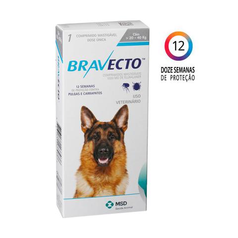 Imagem de Bravecto MSD Antipulgas e Carrapatos para Cães de 20 A 40 kg