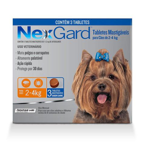 Imagem de Antipulgas e Carrapatos Merial Nexgard para Cães de 2 a 4 kg com 3 comprimidos