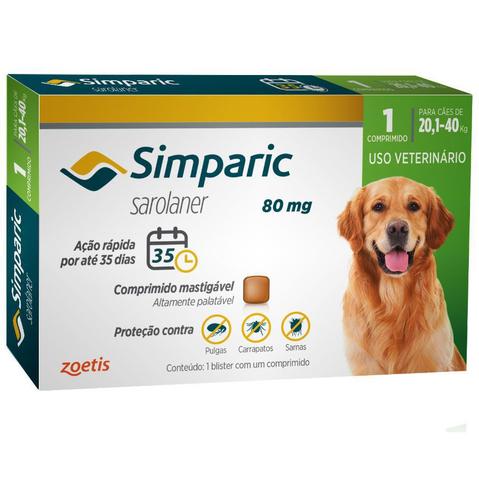 Imagem de Antipulgas e Carrapatos Simparic 80 Mg Cães 20 a 40 Kg - 1 comprimido
