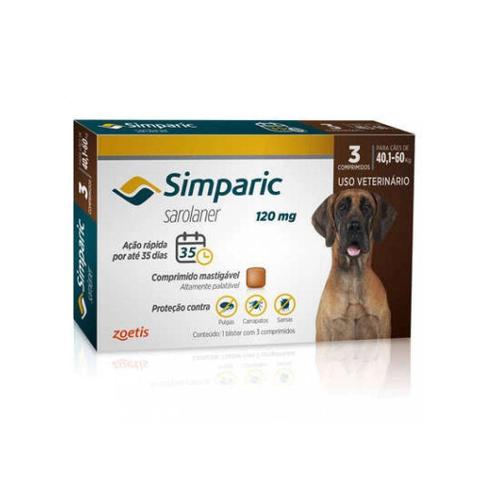 Imagem de Simparic 120mg Antipulgas e Carrapato Cães de 40 a 60 kg 3 comprimidos Zoetis
