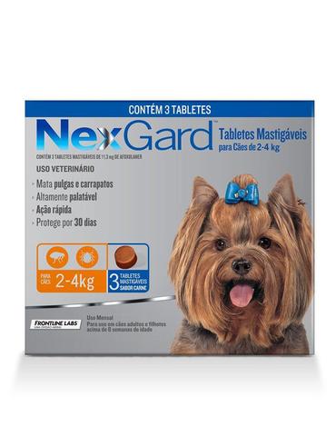 Imagem de Antipulgas e Carrapatos Merial Nexgard para Cães de 2 a 4Kg com 3 tabletes