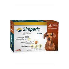 Imagem de Antipulgas E Carrapatos Zoetis Simparic Para Cães 5,1 A 10kg 20mg Com 3 Comprimidos