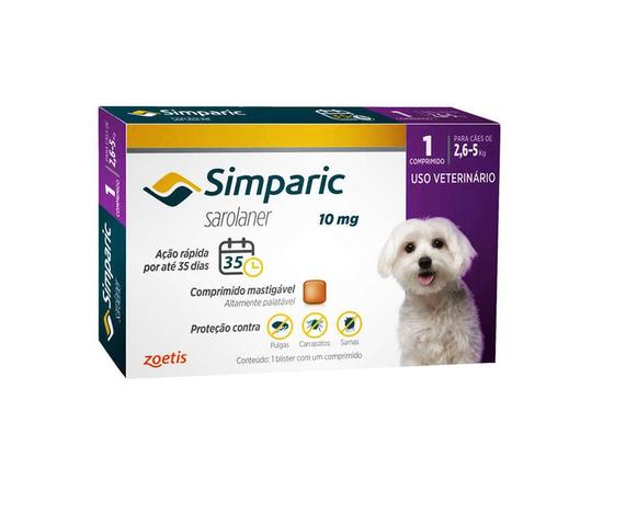 Imagem de Simparic Antipulgas e Carrapatos para Cães 2,6 a 5 kg
