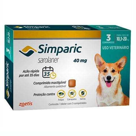 Imagem de Simparic antipulgas, carrapatos e sarnas para Cães 10,1 a 20kg com 3 comprimidos