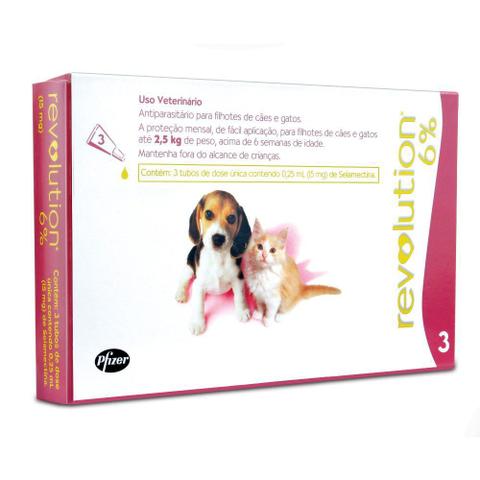 Imagem de Antipulgas e Carrapatos Zoetis Revolution 6% para Cães e Gatos até 2,5 kg - 15 mg