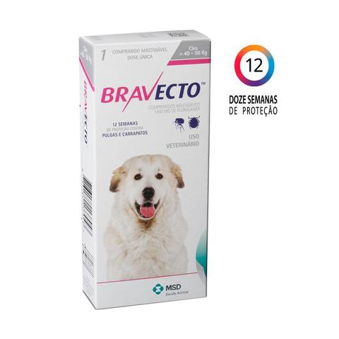 Imagem de Bravecto MSD Antipulgas e Carrapatos para Cães de 40 A 56 kg