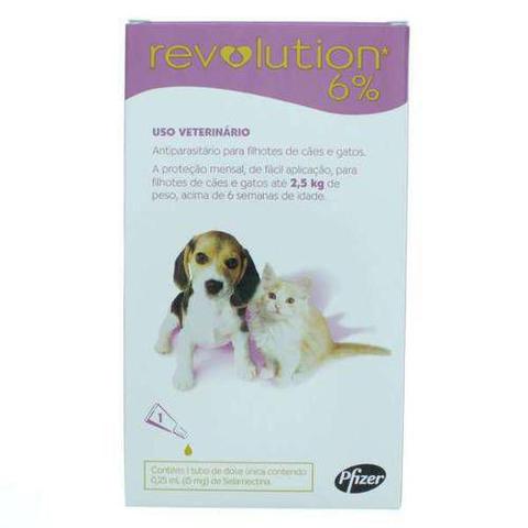Imagem de Revolution 6% para cães e gatos até 2,5kg - Controle pulgas, carrapatos e sarnas de uma vez - 0,25ml