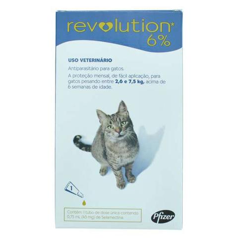 Imagem de Antipulgas e Carrapatos Revolution 06% 0,75 ml - Gatos 2,6 A 7,5 Kg